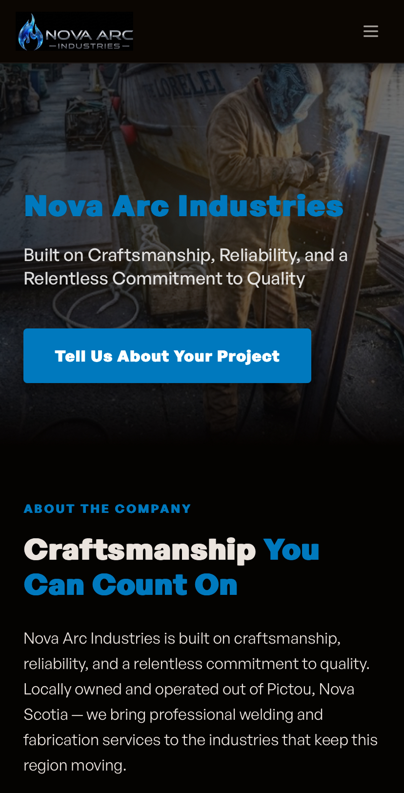 Nova Arc Industries website screenshot